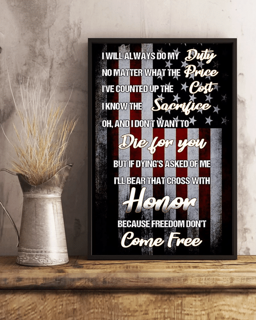 American Flag Veteran Canvas I Will Always Do My Duty Matte Canvas - spreadstores