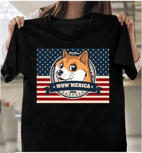 4th Of July Shirt, Independence Day Gift, Wowmerica USA Shiba American Flag T-Shirt - spreadstores