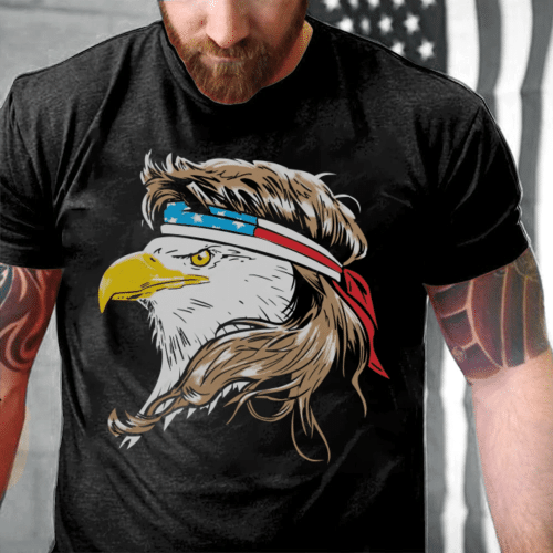 4th Of July Shirt, Independence Day Gift Ideas, American Bald Eagle American Flag T-Shirt - spreadstores