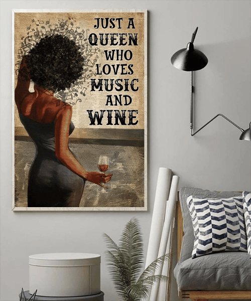 Black Queen Canvas, Just A Queen Who Loves Music And Wine Canvas - spreadstores