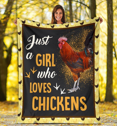 A Girl Who Love Chickens Farm Poultry Fleece Blanket - spreadstores