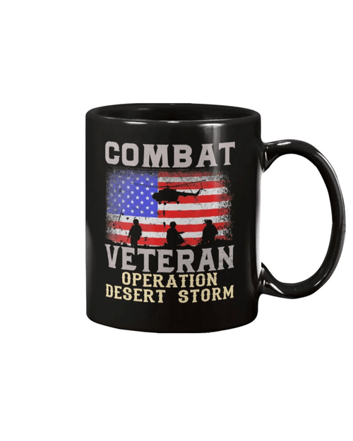 Combat Veteran Operation Desert Storm Military USA Flag Mug - spreadstores