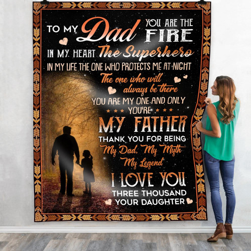 Dad Blanket Gift Ideas For Father's Day You Are The Fire In My Heart, The Superhero In My Life Fleece Blanket - spreadstores