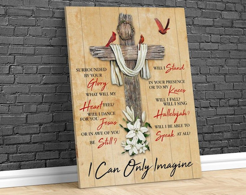 Cardinal Memorial Canvas, I Can Only Imagine Love In Heaven Canvas, Jesus Cross Christian Wall Art Decor, Easter Gift Ideas - spreadstores