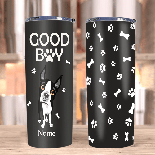Custom Tumblers, Dog Tumbler, Gifts For Dog Lover, Good Boy Funny Skinny Tumbler - spreadstores
