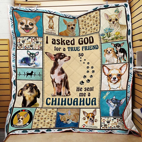 Chihuahua Dog Blanket God Sent Me A Chihuahua Quilt Blanket, Gift For Dog Lovers Quilt Blanket - spreadstores