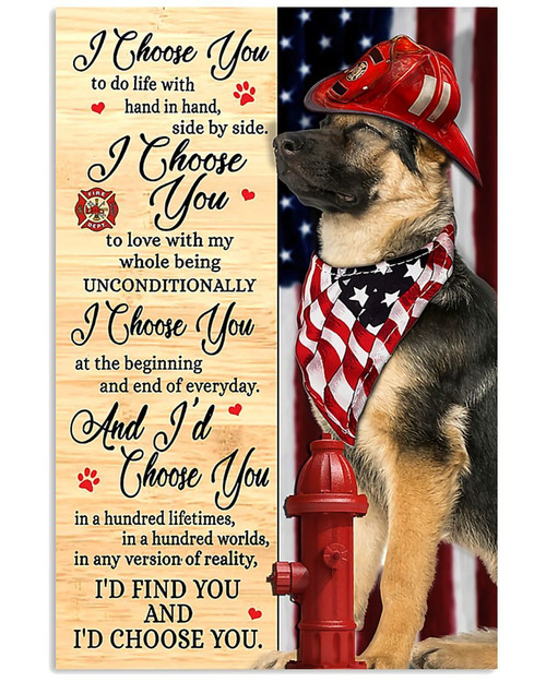 Firefighter I'd Find You And I'd Choose You Dog Matte Canvas - Spreadstores