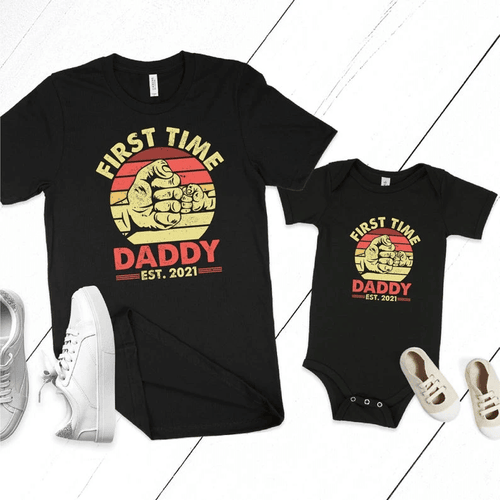 Father's Day Matching Shirt, First Time Daddy, Fathers Day Gift Unisex T-Shirt - Spreadstores