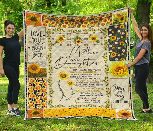 Daughter And Mother Blanket, It's A Special Bond That Span This Year Sunflower Quilt Blanket - Spreadstores