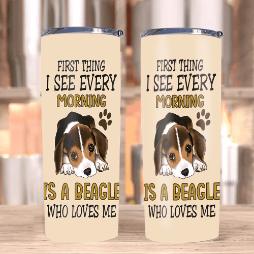 Dog Tumblers, Beagle Dog Tumblers, Gifts For Dog Lover, A Beagle Who Loves Me Skinny Tumblers - Spreadstores