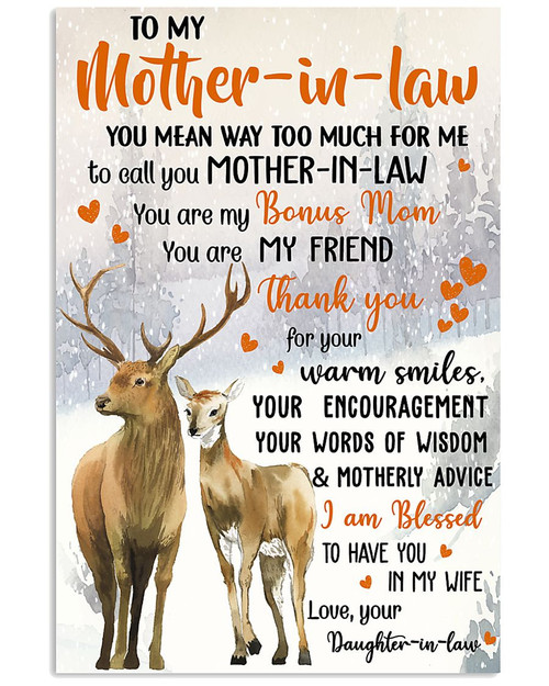 Deer To My Mother-in-law Canvas, Gift For Mother's Day, You Mean Way Too Much For Me To Call You Mother-in-law Canvas - Spreadstores