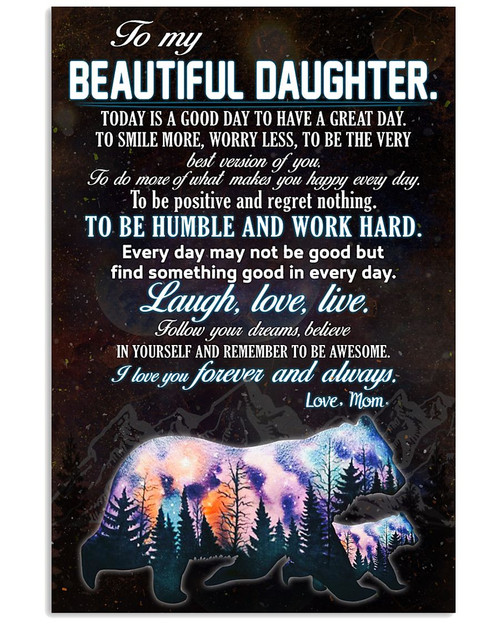 Daughter Canvas, Gift For Daughter, To My Beautiful Daughter, Laughter Love Live Bear Canvas - Spreadstores