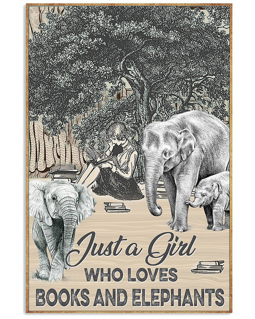 Elephant Wall Art Just A Girl Who Loves Books And Elephants Matte Canvas - Spreadstores