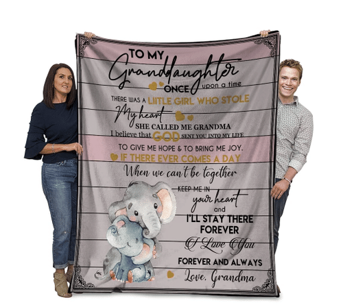 Elephant To My Granddaughter Once Upon A Time There Was A Little Girl Who Stole My Heart Elephant Sherpa Blanket - Spreadstores