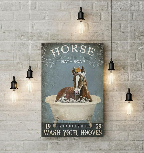Funny Bathroom Horse Canvas, Horse Bath Soap Wash Your Hooves Canvas - Spreadstores