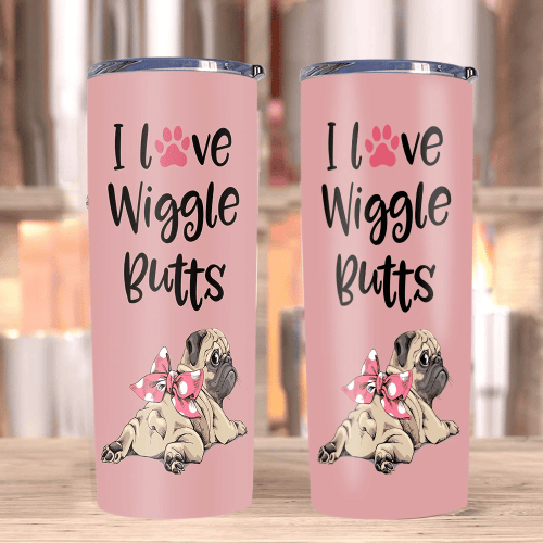 Dog Tumblers, Funny Dog Tumbler, Gifts For Dog Lover, I Love Wiggle Butts Skinny Tumbler - Spreadstores