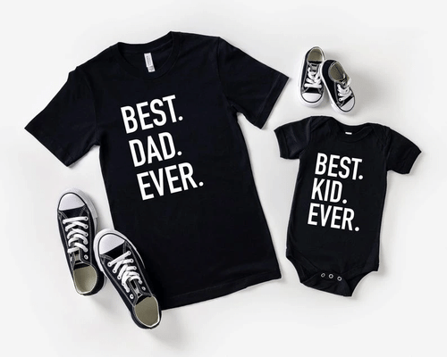 Father's Day Matching Onesie, Best Dad Ever, Best Kid Ever, Fathers Day Gift Onesies Unisex T-Shirt - Spreadstores