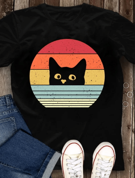 Funny Cat Shirt, Gift For Cat Lover, Funny Black Cat Whats Up Vintage T-Shirt - Spreadstores