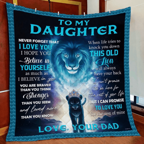 Daughter Blanket, To My Daughter Blanket, Never Forget That I Love You Lions Quilt Blanket - Spreadstores