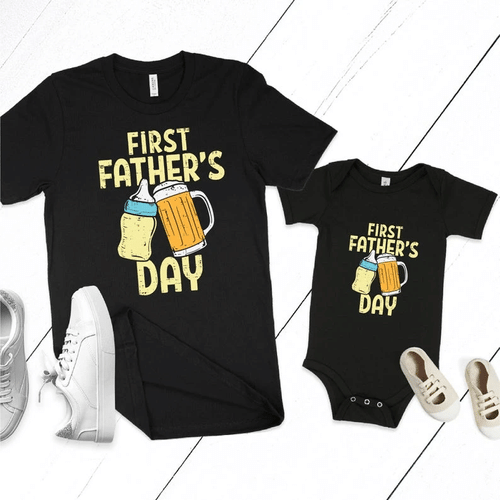 Funny Baby Onesies, My First Father's Day Shirt, Father Baby Matching Shirts, Father's Day Gift Baby Onesie - Spreadstores
