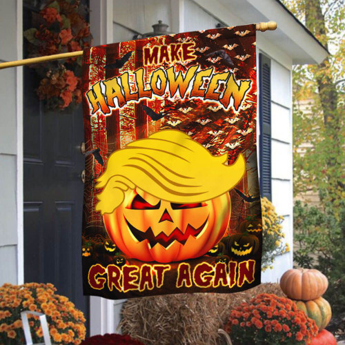 Funny Halloween Flag, Funny Trump Pumpkin Flag, Halloween Flag Make Halloween Great Again House Flag - Spreadstores