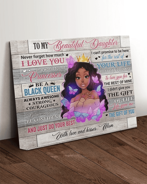 Daughter Canvas, Gifts For Daughter, To My Beautiful Daughter Never Forget I Love You Black Girl Canvas - Spreadstores