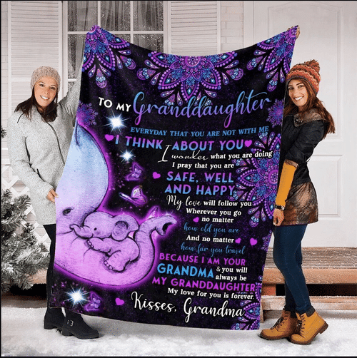 Elephant To My Granddaughter Everyday That You Are Not With Me, Gift For Granddaughter Fleece Blanket - Spreadstores