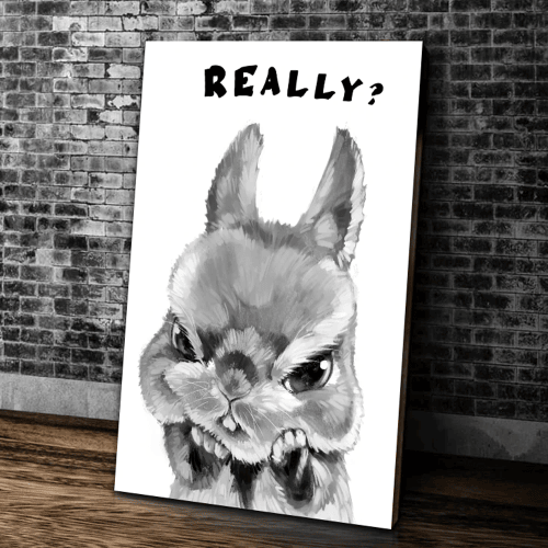 Funny Rabbit Canvas, Really Grumpy Rabbit Canvas, Gifts For Rabbit Lover Canvas, Wall Art Home Decor - Spreadstores