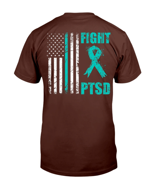 Fight PTSD Awareness American Flag Veteran Support T-Shirt - Spreadstores