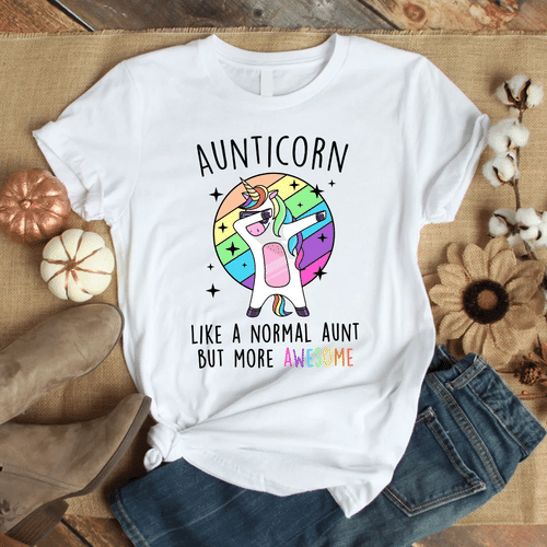 Funny Aunticorn Shirt, Gift For Aunt, Like A Normal Aunt But More Awesome T-Shirt - Spreadstores