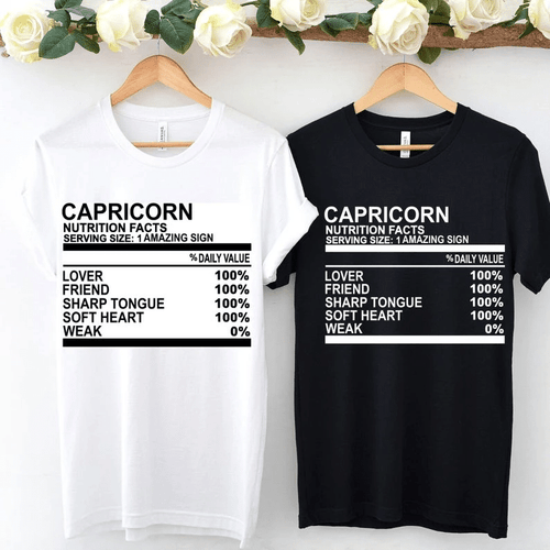 Funny Capricorn Shirt, Capricorn Zodiac Sign, Capricorn Nutrition Facts Unisex T-Shirt - Spreadstores