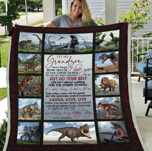 Gift For Grandson - To My Grandson - The Best Of You - Dinosaur Fleece Blanket - Spreadstores