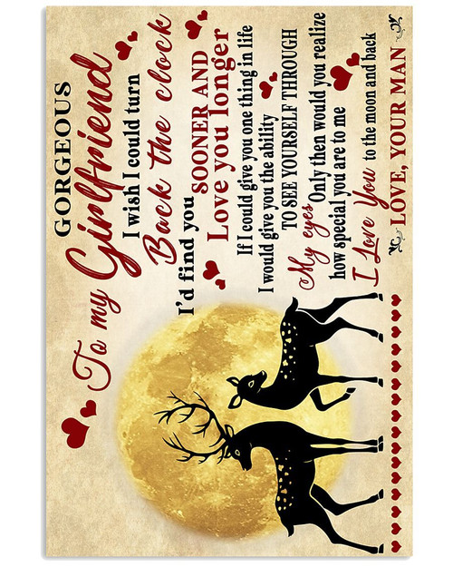 Gift For Wife, Wife Canvas, Valentine's Day Gift, To My Gorgeous Girlfriend I Wish I Could Turn Deer And Moon Canvas - Spreadstores