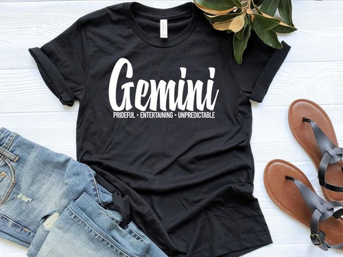 Gemini Unisex T-Shirt, Gemini Prideful Entertaining Unpredictable, Gift For Gemini, Birthday Gift T-Shirt - Spreadstores