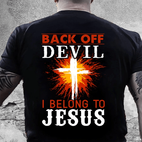 Happy Easter, Gift For Dad, Christian Gift Idea, Unisex T-Shirt, Back Of Devil I Belong To Jesus T-Shirt - Spreadstores