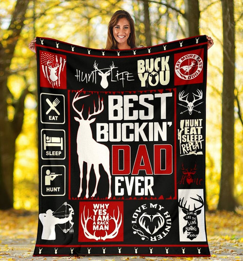 Hunting Gift For Dad Best Buckin' Dad Ever Sherpa Blanket, Perfect Gifts For Hunting Lover, Gift For Father's Day - Spreadstores