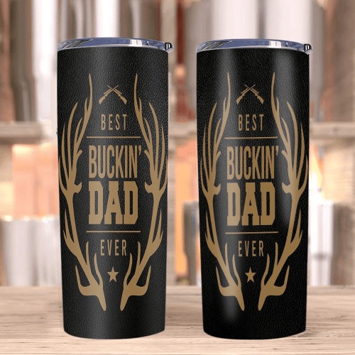 Hunting Dad Tumbler, Father's Day Gift, Best Buckin' Dad Ever Skinny Tumbler, Gift For Hunting's Lovers - Spreadstores