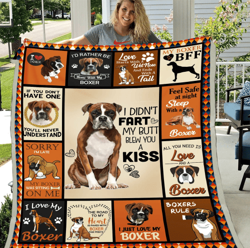 I Didn't Fart My Butt Blew You A Kiss Boxer Dog Sherpa Blanket - Spreadstores