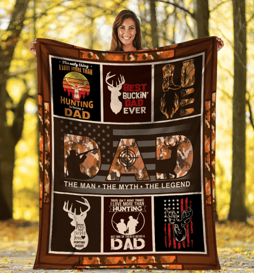 Hunting Gift For Dad, The Only Thing I Love More Than Hunting Is Being A Dad, Gift For Father's Day Fleece Blanket - Spreadstores