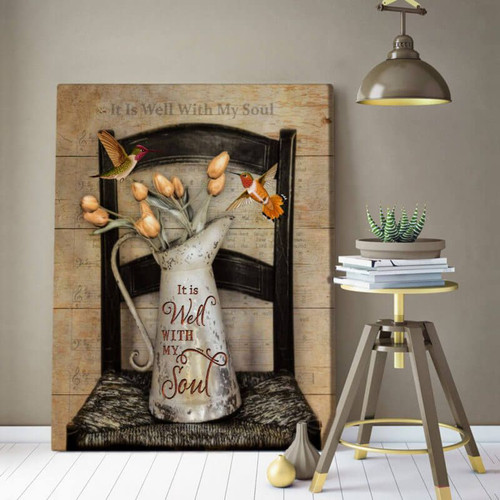 Hummingbird Canvas Wall Art - Canvas Hummingbird It Is Well With My Soul Canvas - Spreadstores