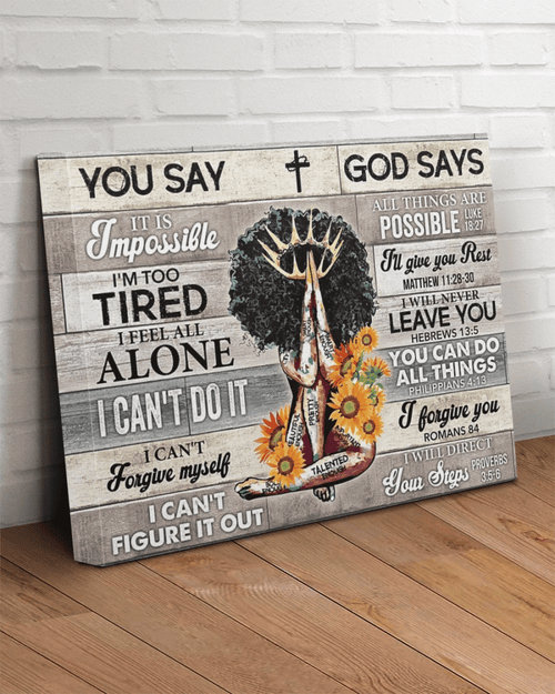 God Says All Things Are Possible Black Queen Canvas - Spreadstores