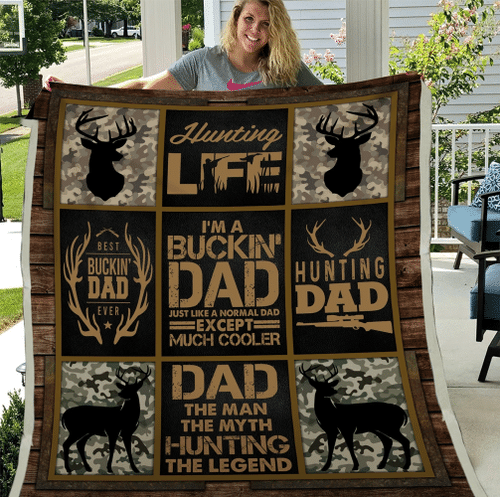Hunting Dad Blanket, Father's Day Gift, I'm A Buckin' Dad Hunting Dad Deer Hunting Fleece Blanket - Spreadstores
