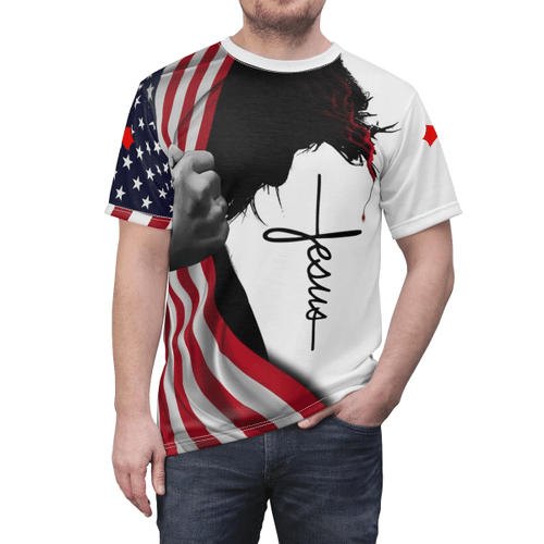 God Says You Are Strong Chosen American Flag Jesus All Over Printed Shirts - Spreadstores