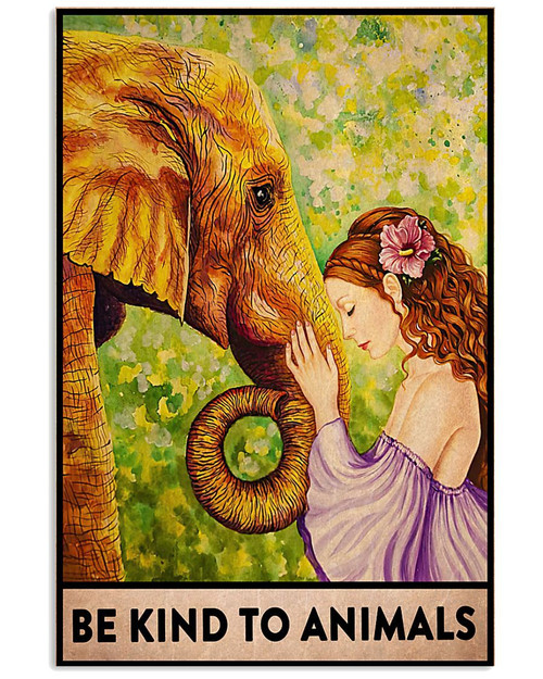 Girl And Elephant Be Kind To Animals Matte Canvas, Gift For Elephant Lovers, Elephant Wall Art - Spreadstores