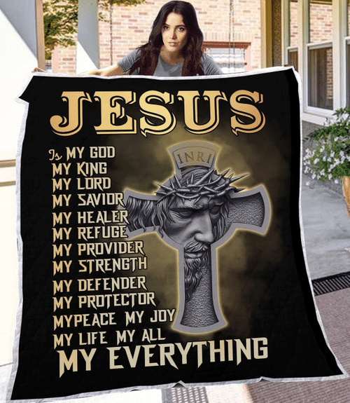 Jesus Is My God, My King, My Lord, My Savior, My Everything Fleece Blanket - Spreadstores