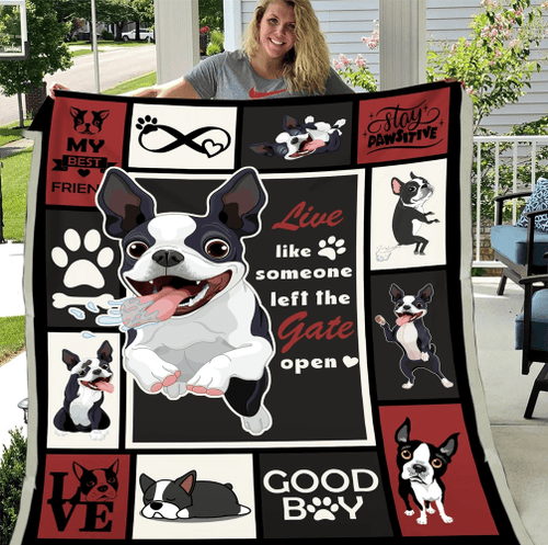 Live Like Someone Boston Terrier Fleece Blanket - Spreadstores