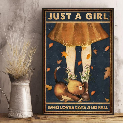 Just A Girl Who Loves Cats And Fall Canvas - Spreadstores