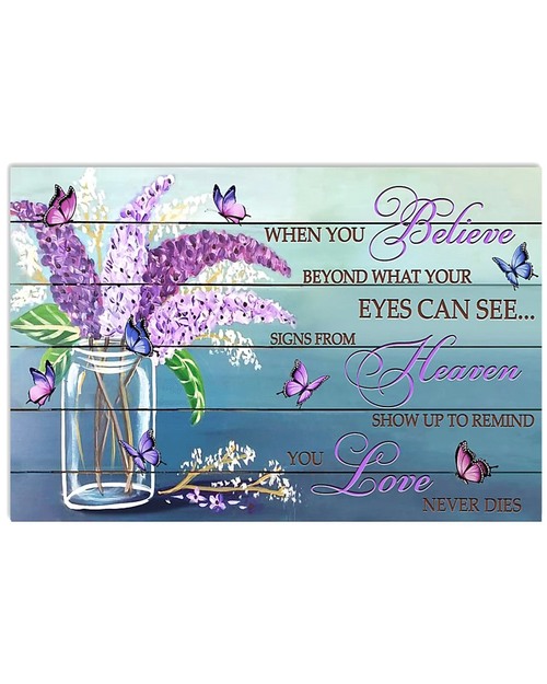 Love Never Dies Flowers And Butterflies Poster - Spreadstores