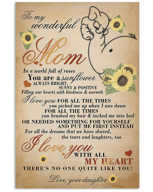 Mom Canvas, Mother's Day Gift For Mom, To My Wonderful Mom, I Love You With All My Heart Elephant Canvas - Spreadstores
