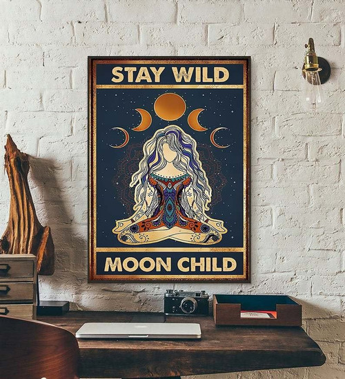 Stay Wild Moon Child Hippie Girl Love Yoga Matte Canvas - Spreadstores